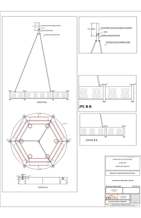Lustre Chauffant sur mesure - Mise sur plan pour exécution à l’aide du logiciel AUTOCAD