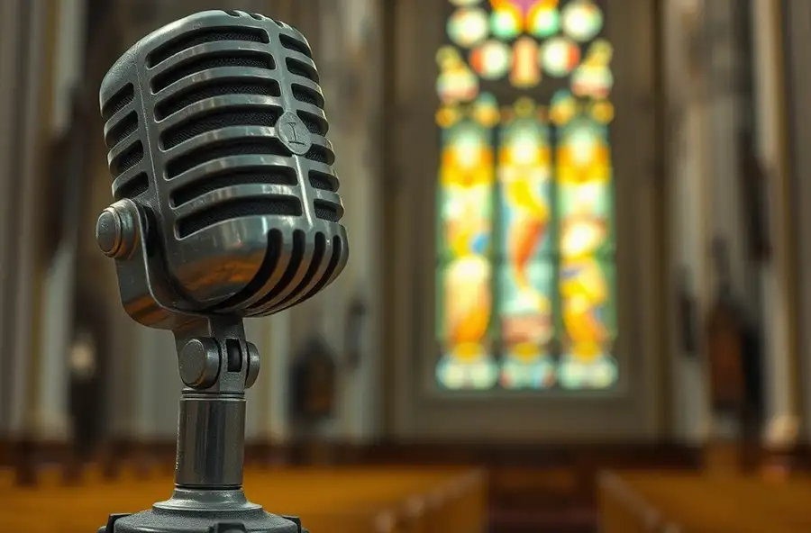 Vieux micro dans une église (sonorisation des année 60)